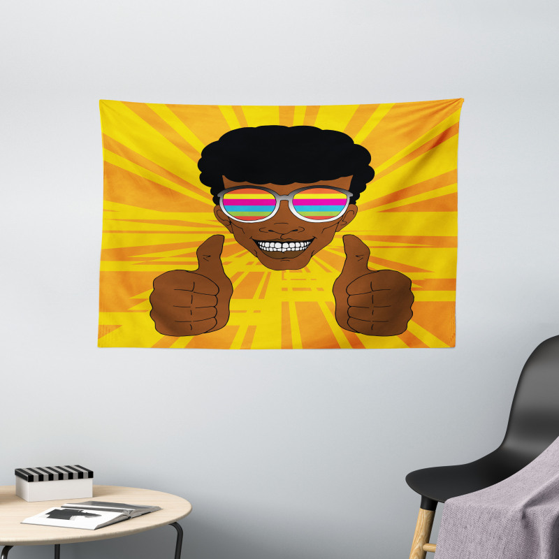Hippie Man Positive Vibes Wide Tapestry