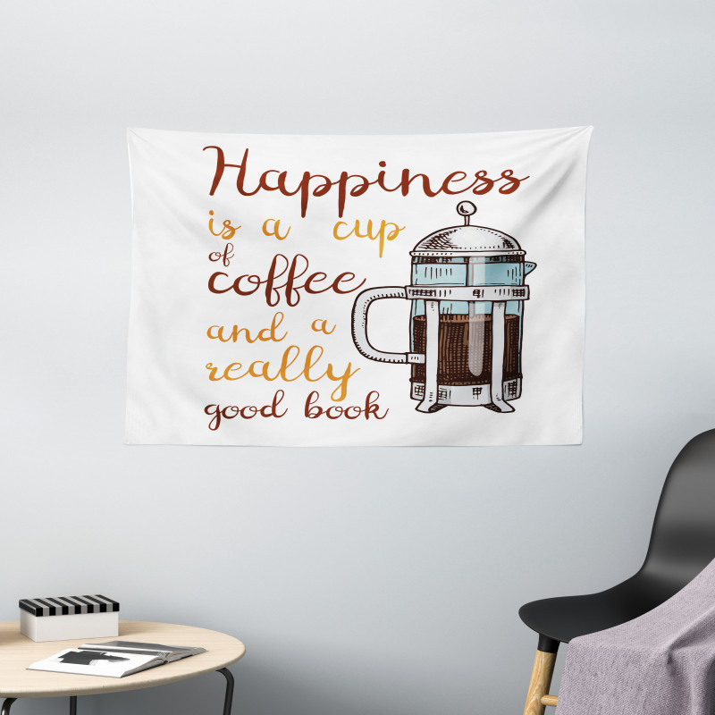 French Press and Words Wide Tapestry