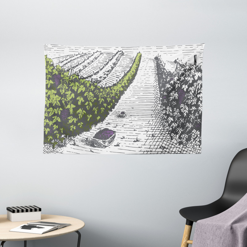 Vintage Green Vineyards Wide Tapestry