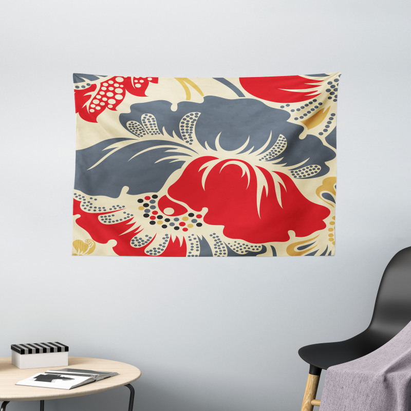 Abstract Chinese Floral Wide Tapestry