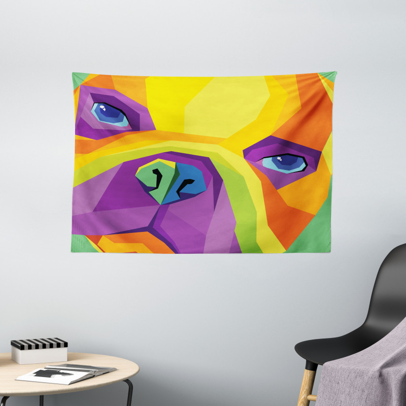 Abstract Vibrant Face Wide Tapestry