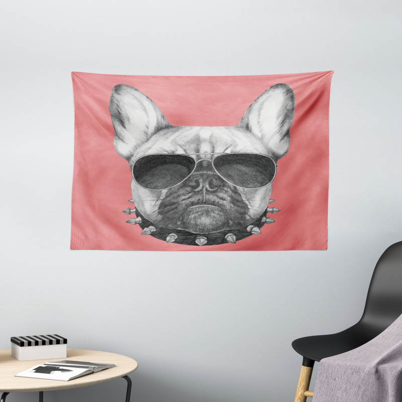 Dog Sketch Sunglasses Wide Tapestry