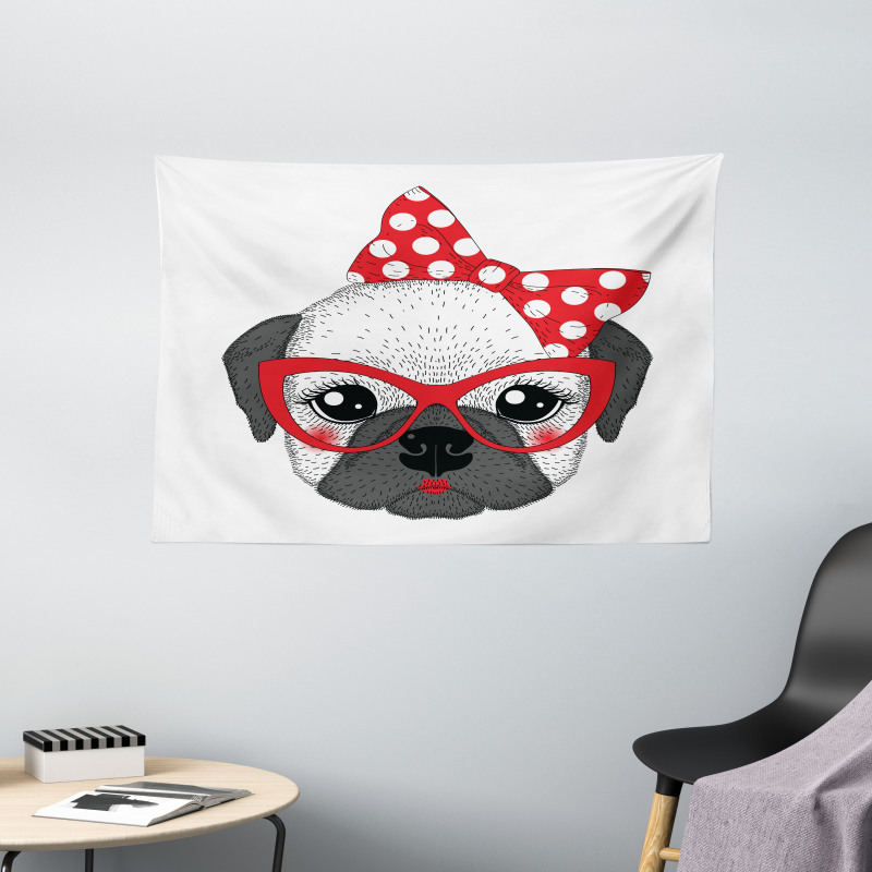 Pin up Retro Female Pet Wide Tapestry