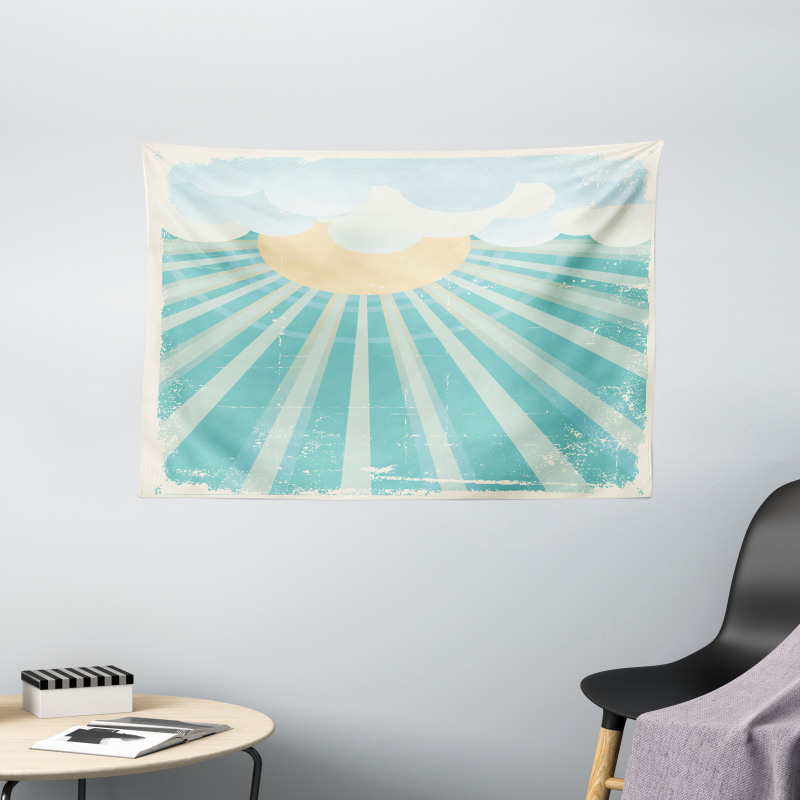 Sun Rays Clouds Wide Tapestry