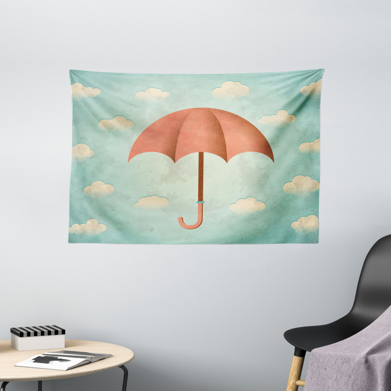 Vintage Cloudy Sky Wide Tapestry