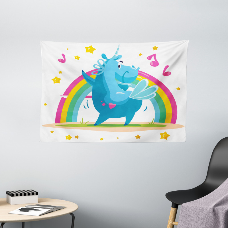 Cartoon Horse Wide Tapestry
