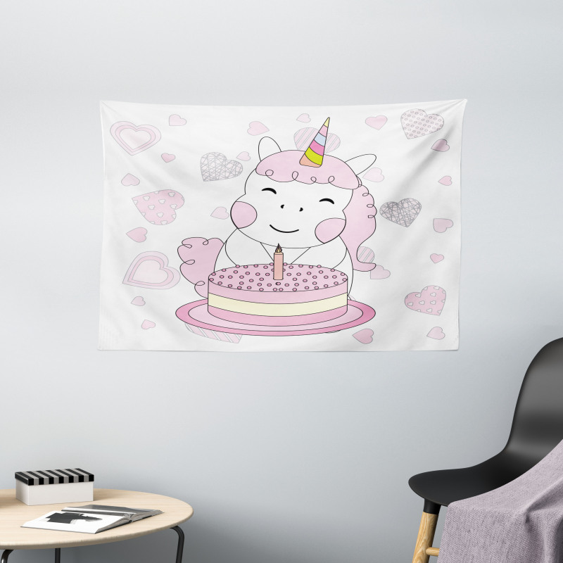 Horse and Cake Wide Tapestry