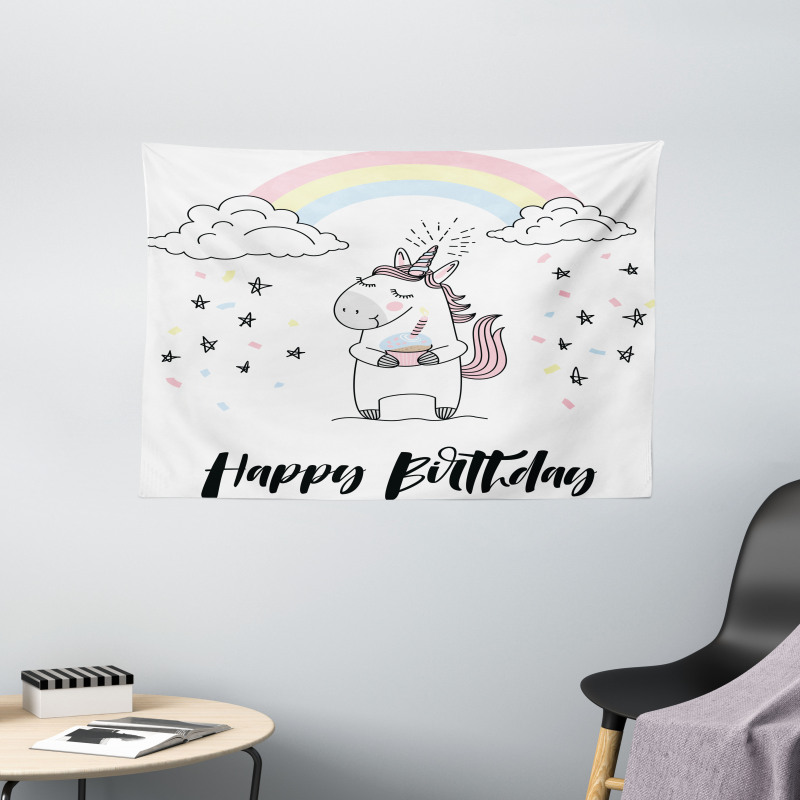 Cheerful Birthday Wide Tapestry