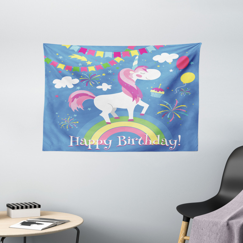 Birthday Cartoon Wide Tapestry