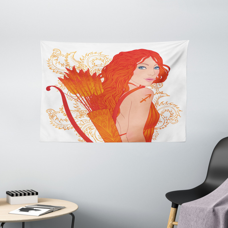 Cartoon Zodiac Wide Tapestry