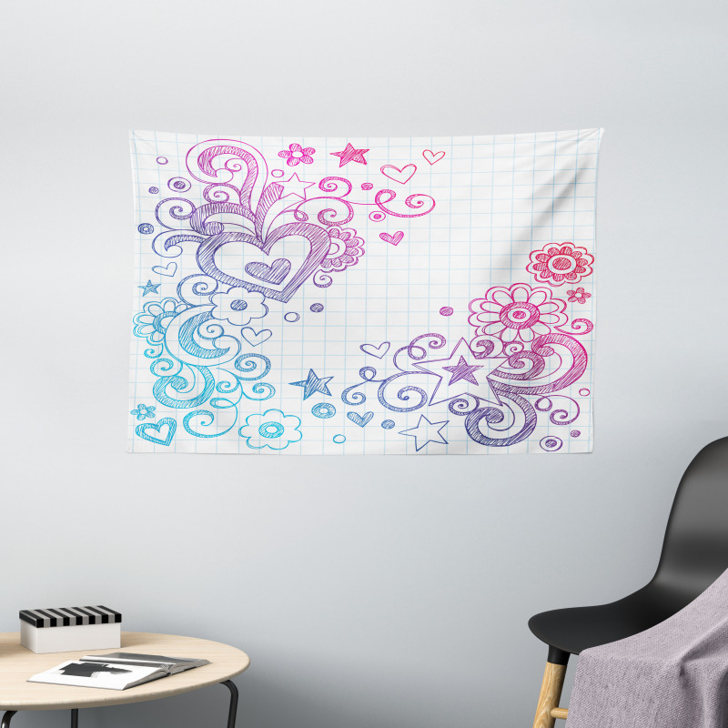 Valentines Day Swirls Wide Tapestry