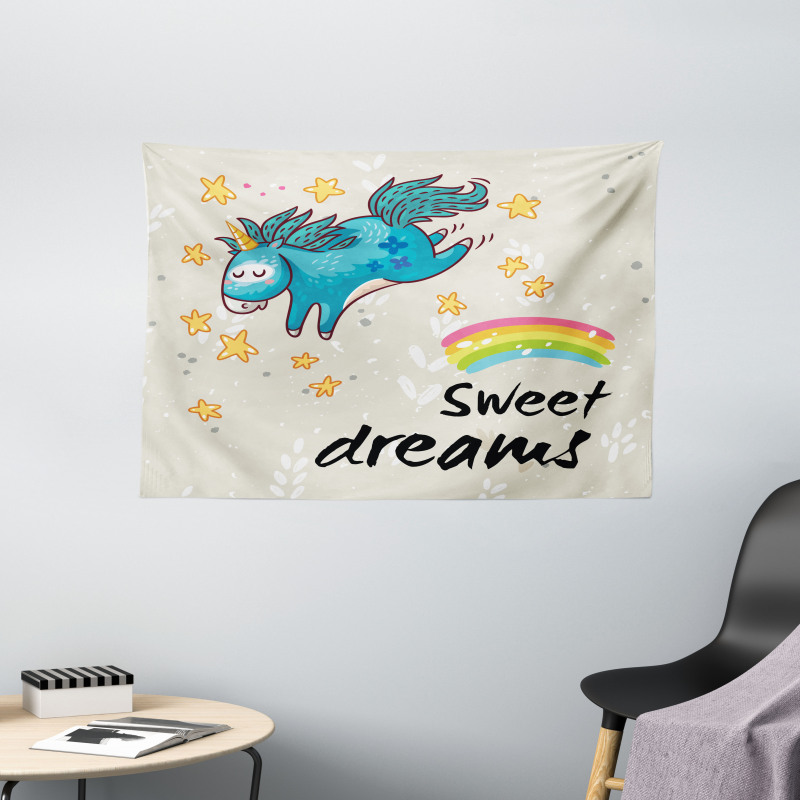 Unicorn Rainbow Wide Tapestry