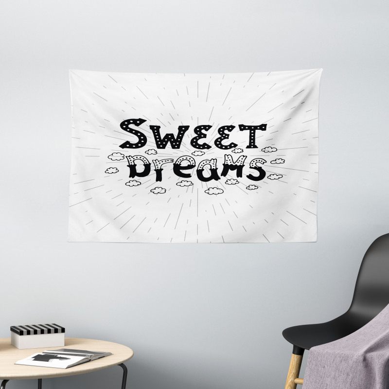Retro Words Clouds Wide Tapestry