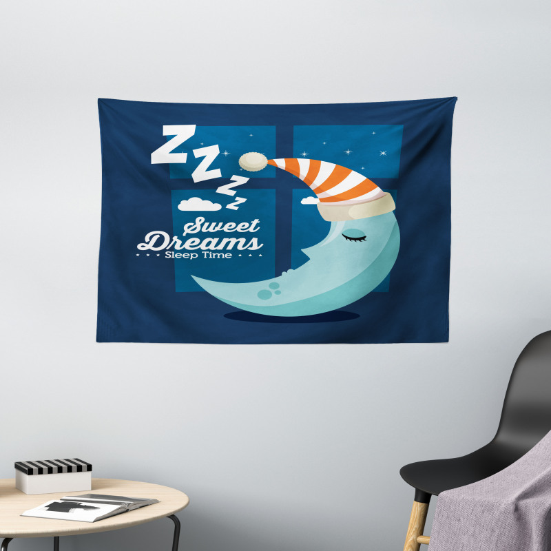 Bedtime Sleep Moon Wide Tapestry