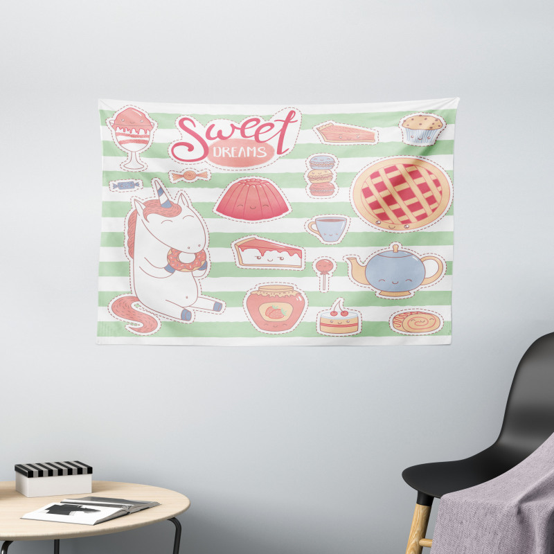 Unicorn Deserts Wide Tapestry