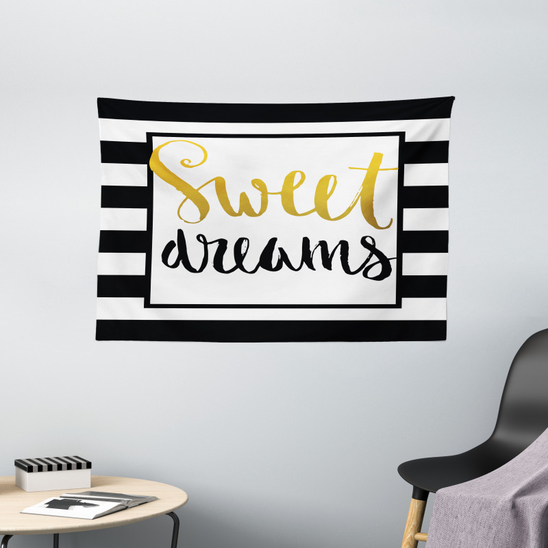 Vintage Lettering Line Wide Tapestry