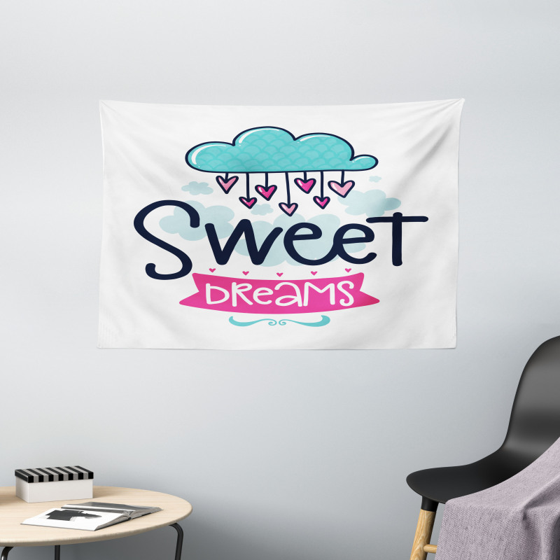 Cartoon Clouds Wide Tapestry