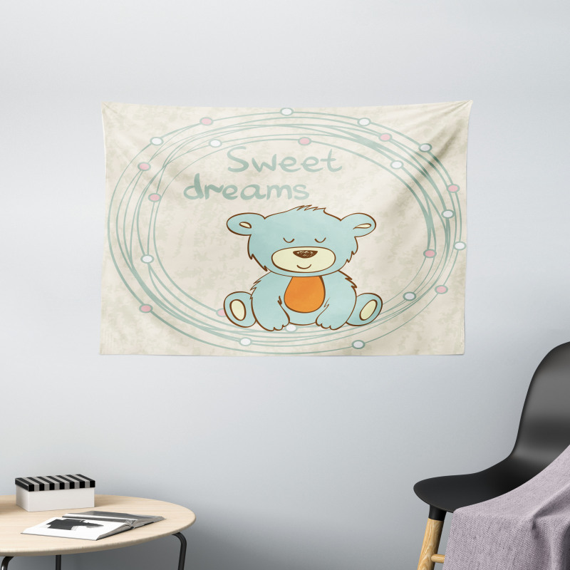 Teddy Bear Sleep Wide Tapestry