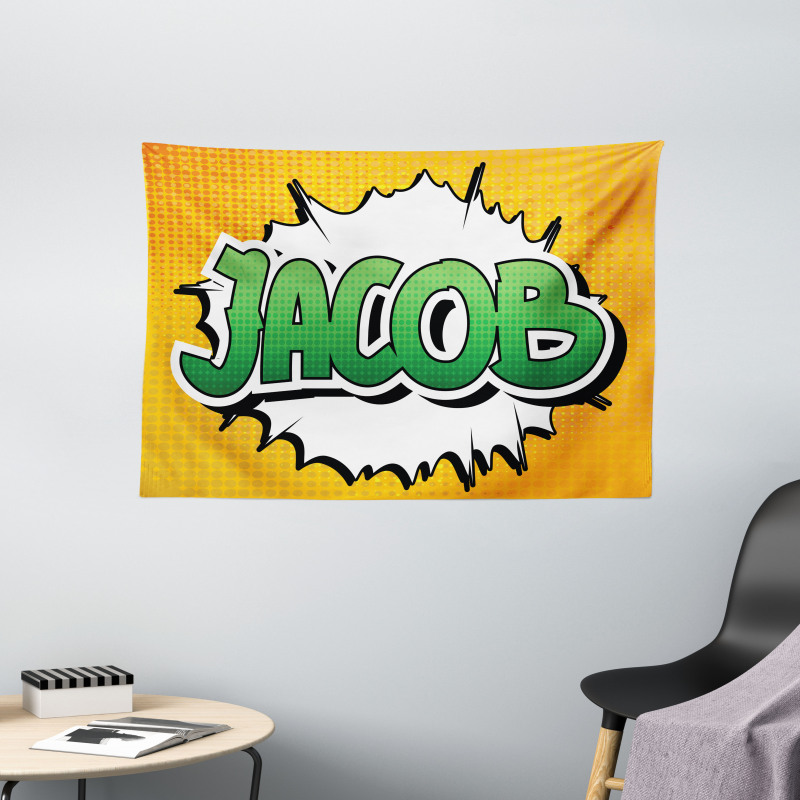 Male Name Comic Burst Wide Tapestry