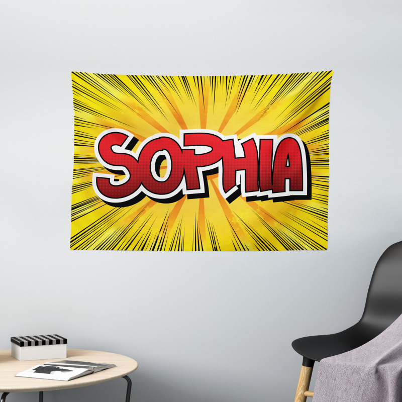 Retro Comic Western Name Wide Tapestry