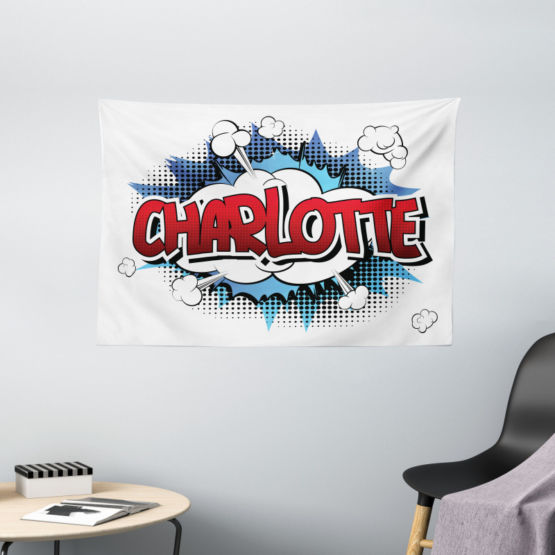 Female Name Cartoon Wide Tapestry