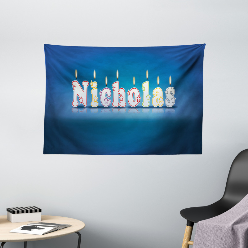 Boys Name Party Candle Wide Tapestry