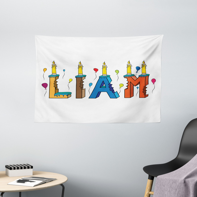 Colorful Letter Cakes Wide Tapestry