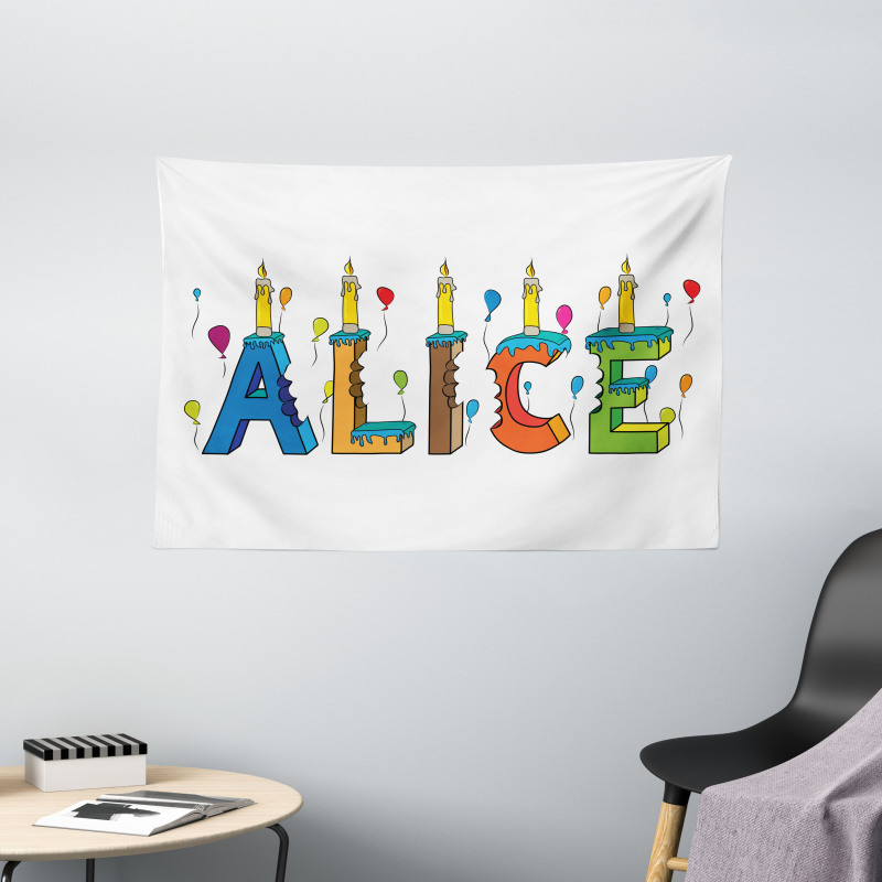Colorful Girl Name Design Wide Tapestry