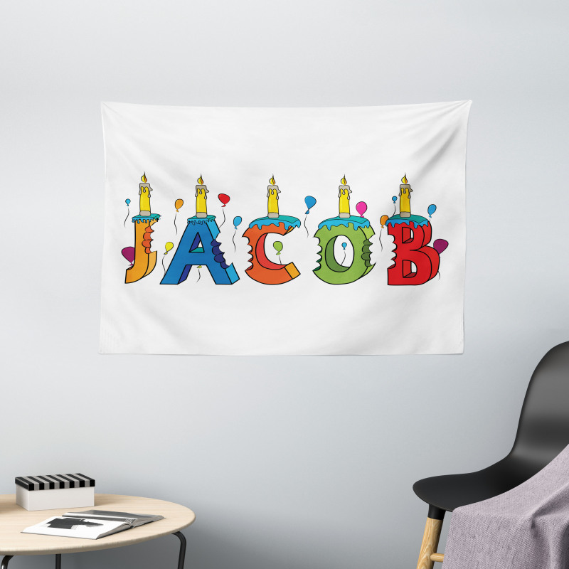 Colorful Name Wide Tapestry