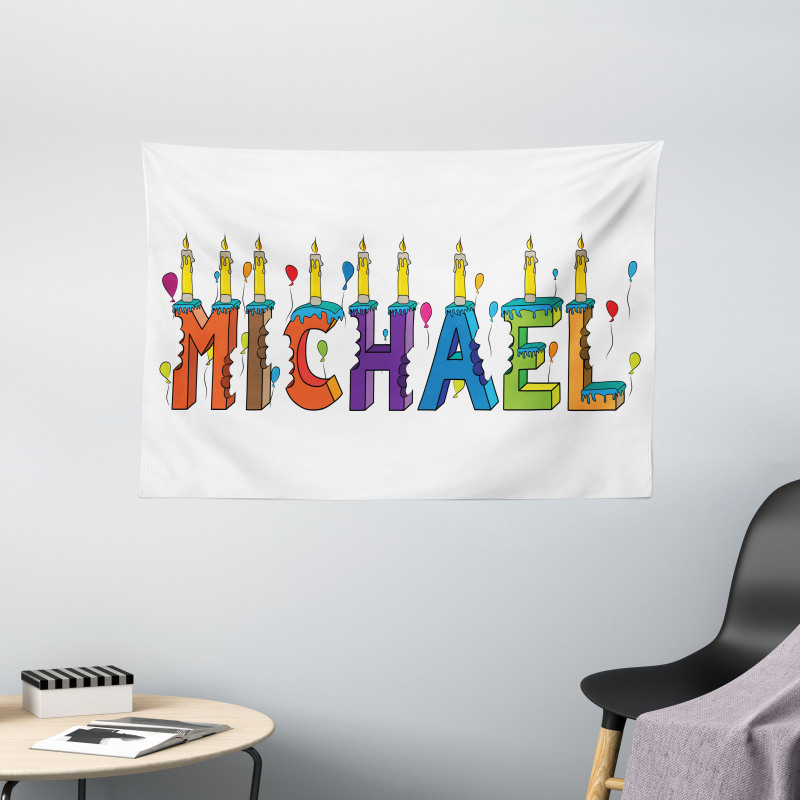 Joyous Name Pattern Wide Tapestry