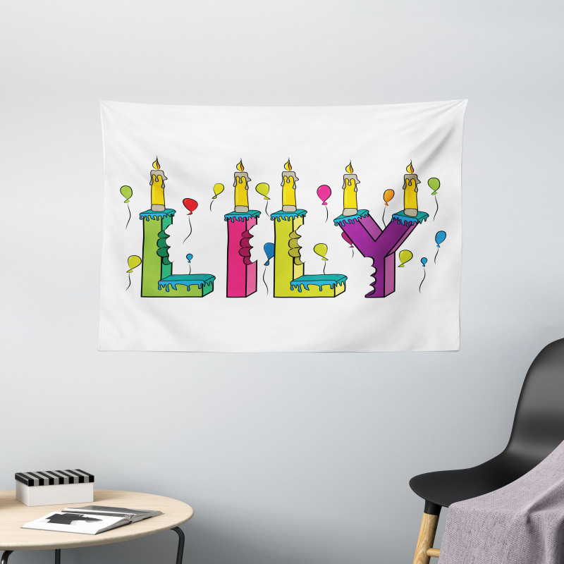 Joyful Letters Birthday Wide Tapestry