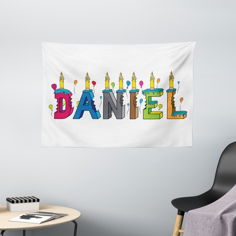 Grooving Male Name Cake Wide Tapestry