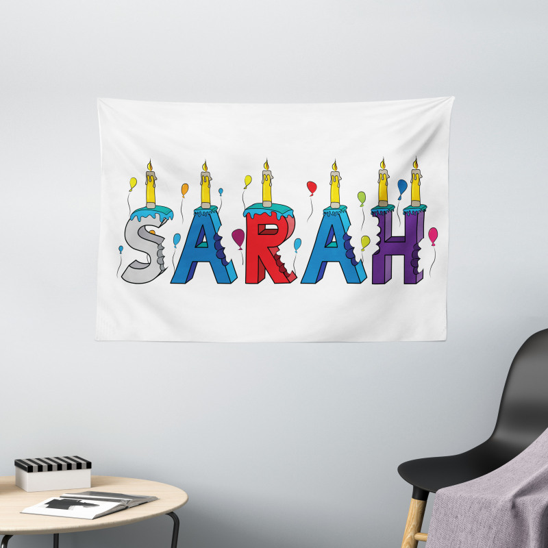 Birthday Girl Name Design Wide Tapestry