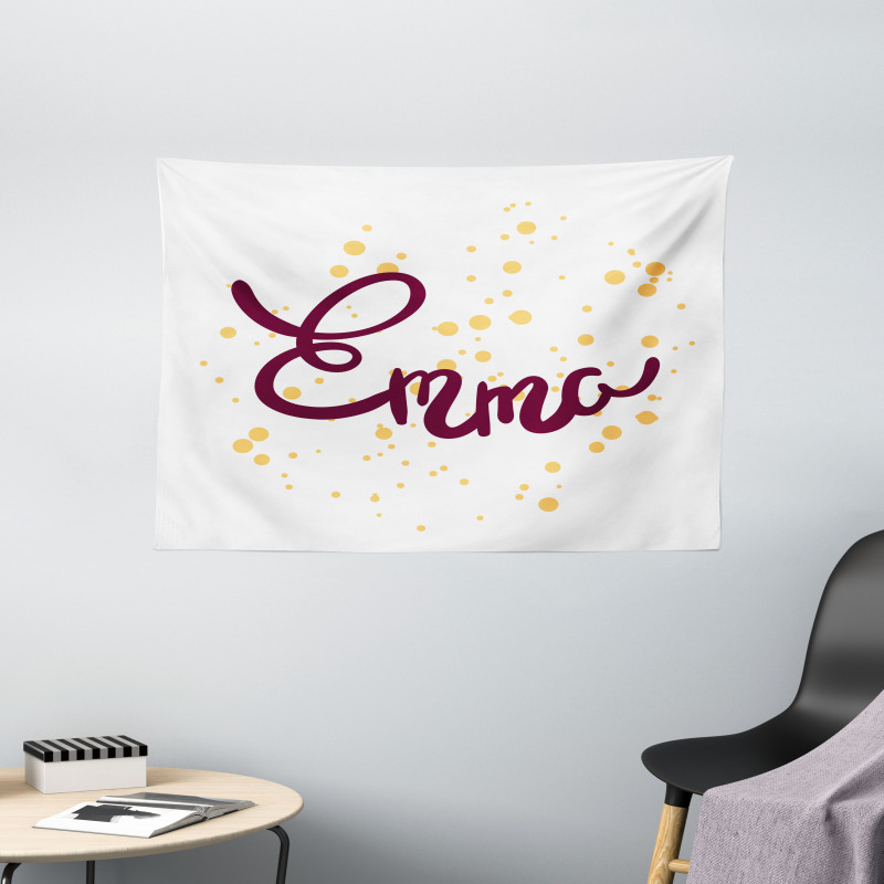 Girl Name Curved Font Wide Tapestry