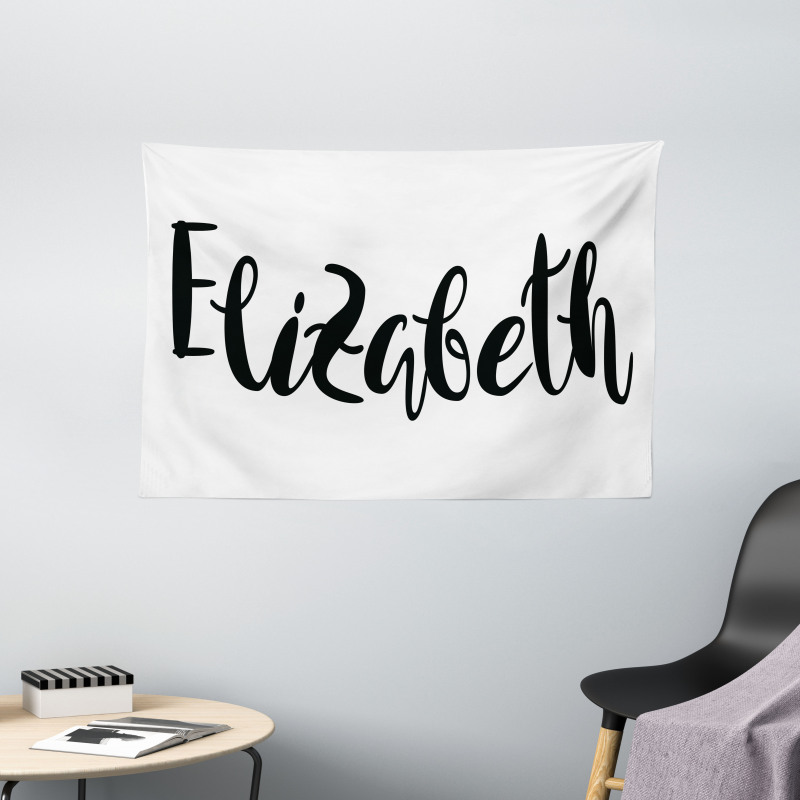 Monochrome Letters Wide Tapestry