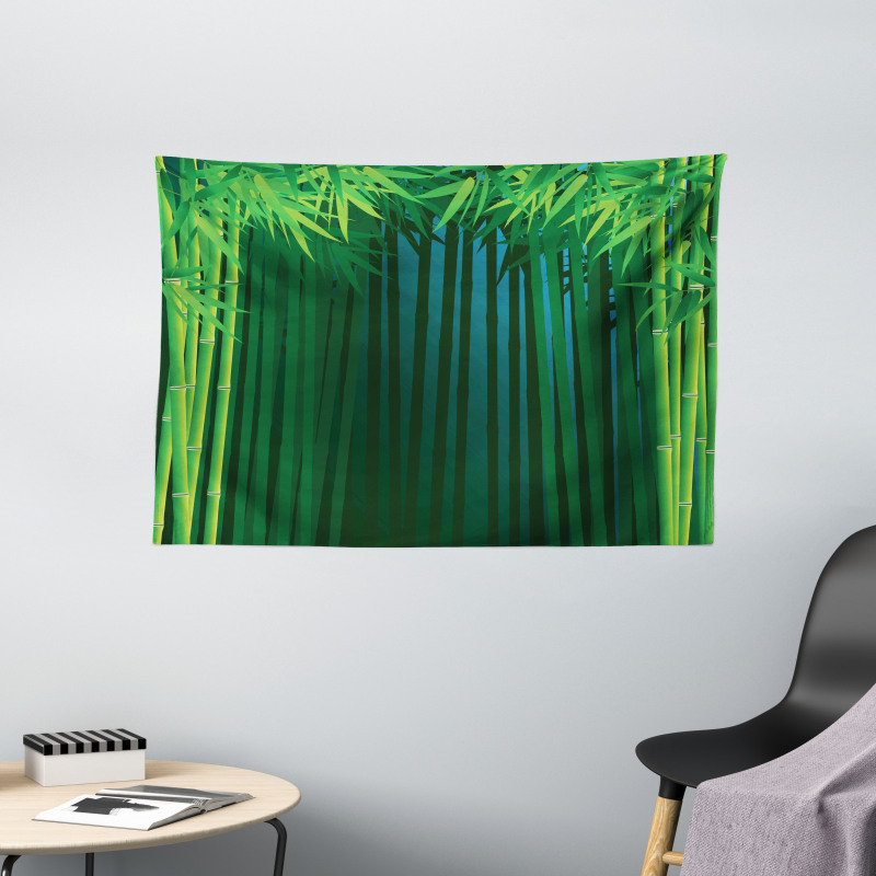 Green Leafy Branches Wide Tapestry