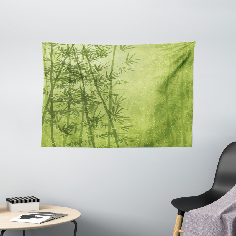 Green Bamboo Growth Wide Tapestry