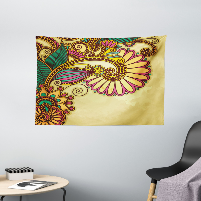 Blooming Colorful Petals Wide Tapestry