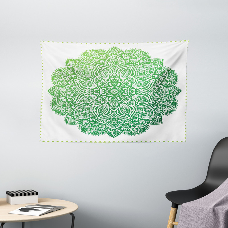 Ornate Floral Design Wide Tapestry