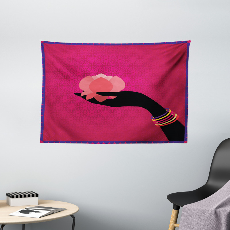 Woman Hand Silhouette Wide Tapestry