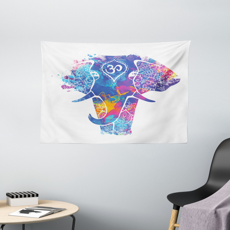 Elephant Paint Smears Wide Tapestry