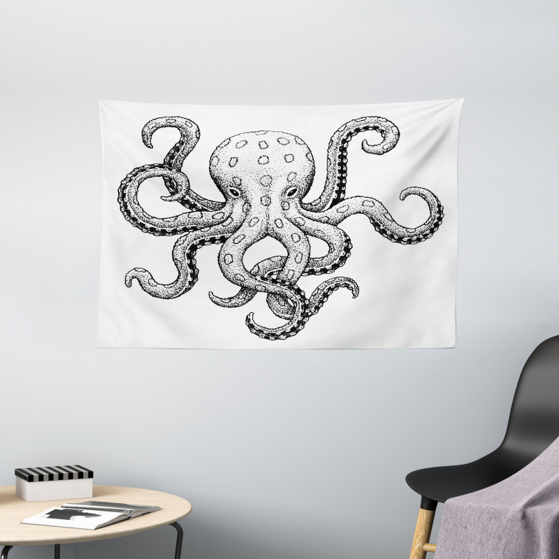 Sea Animal Artwork Wide Tapestry