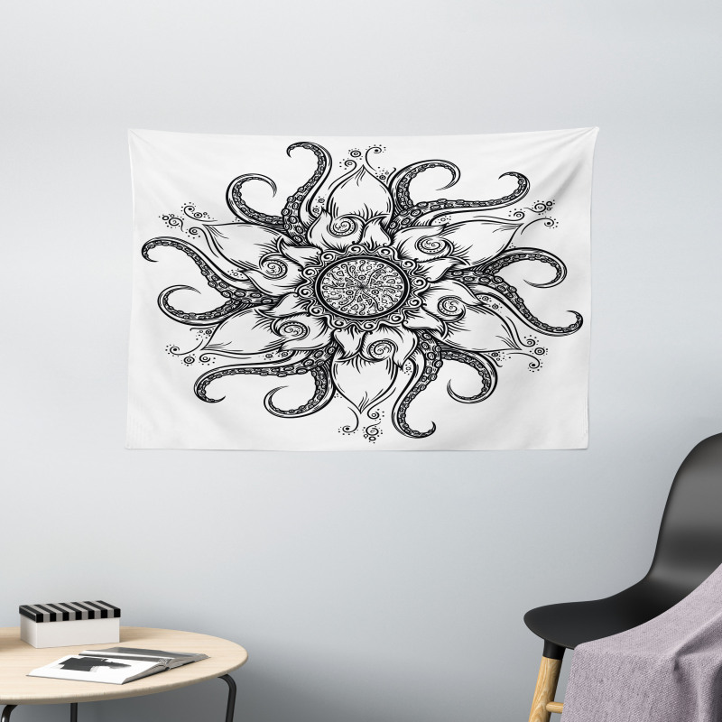 Nautical Mandala Art Wide Tapestry