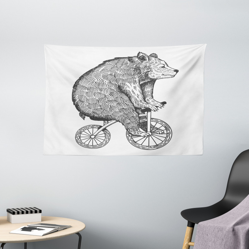 Funny Circus Bear Art Wide Tapestry