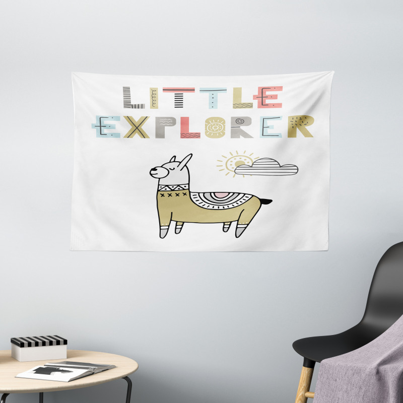 Colorful Llama Explorer Wide Tapestry