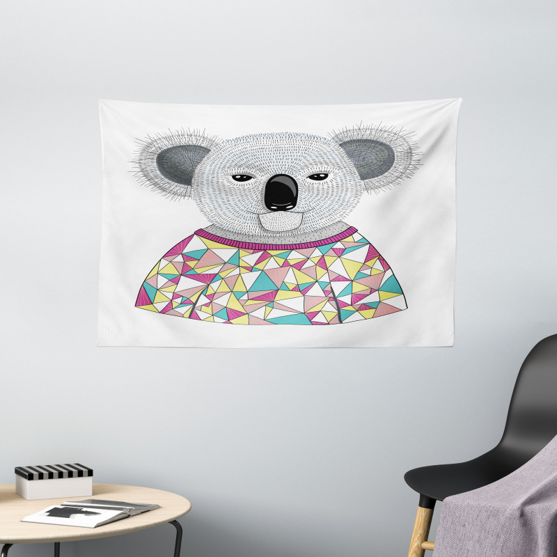 Hipster Animal Shirt Wide Tapestry