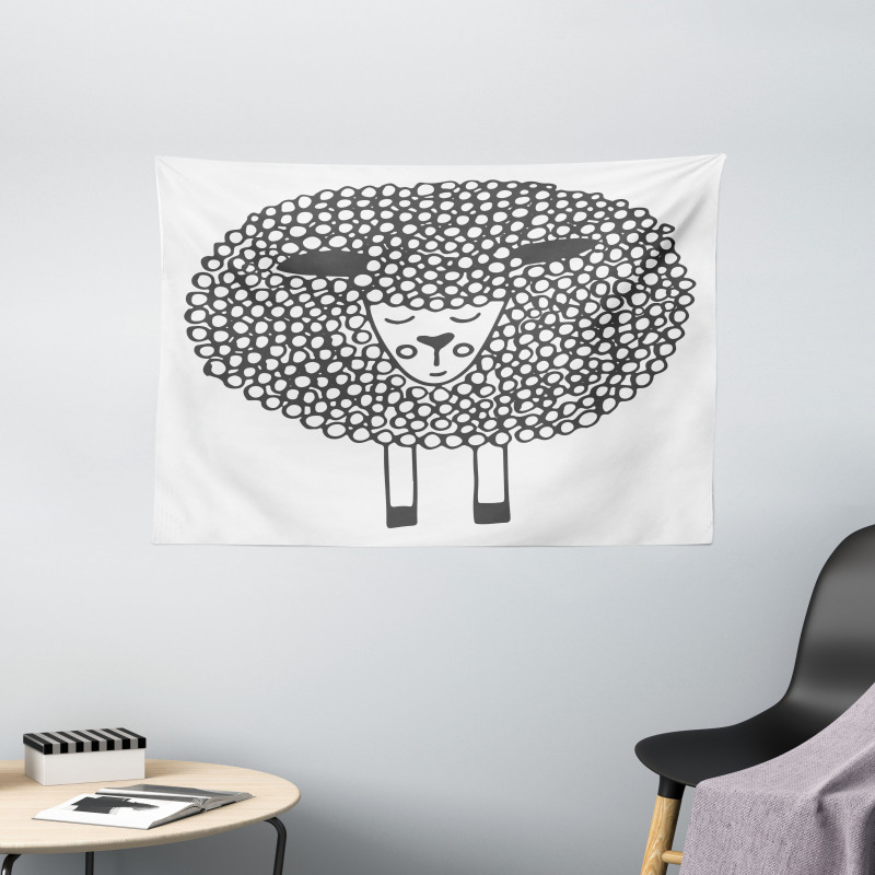 Doodle Sheep Wide Tapestry