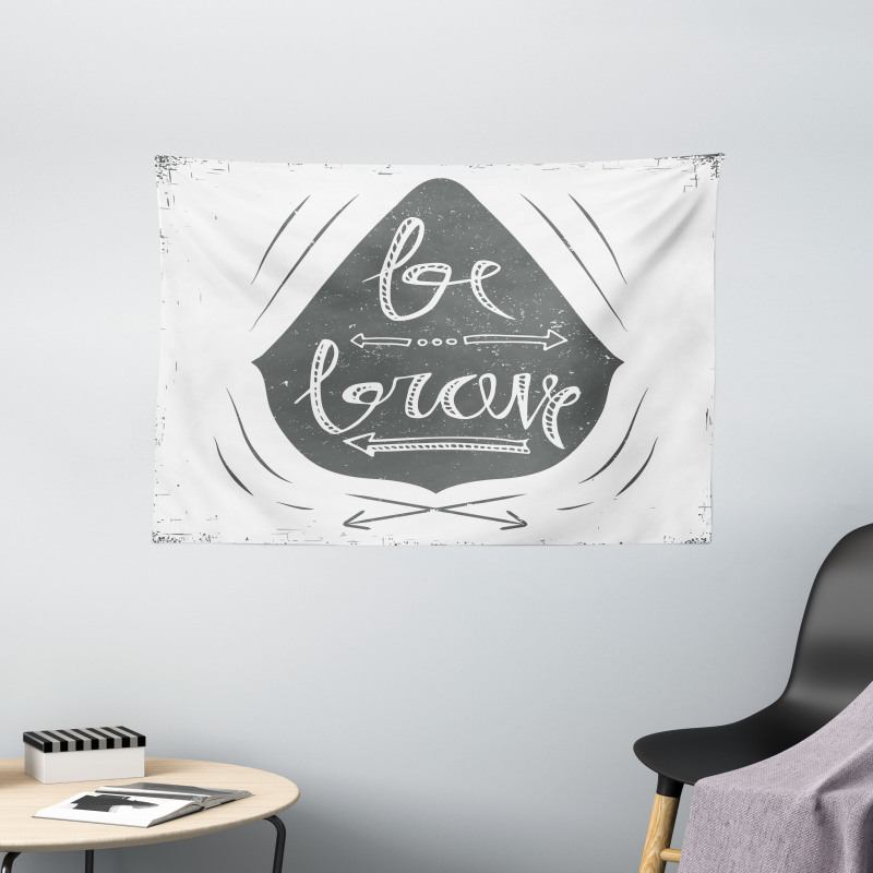 Be Brave Slogan Arrows Wide Tapestry