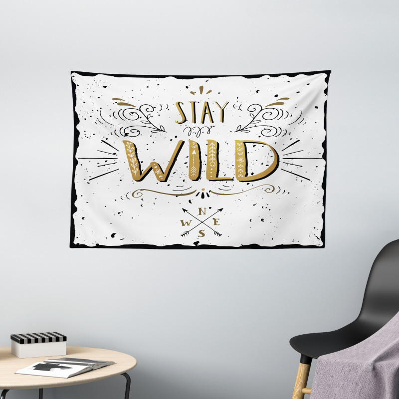 Stay Wild Hand Lettering Wide Tapestry