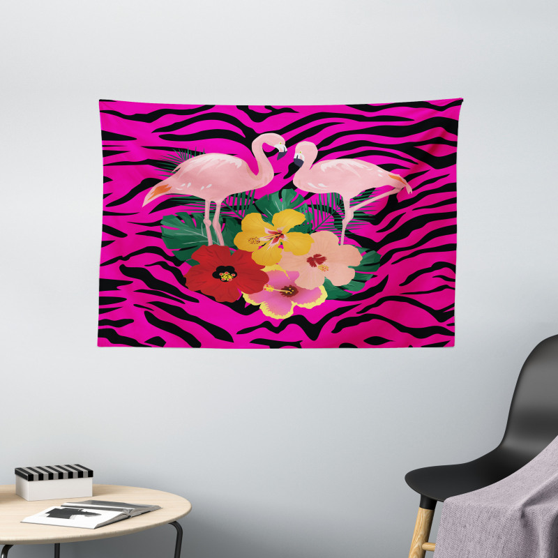 Exotic Flamingo Boho Wide Tapestry